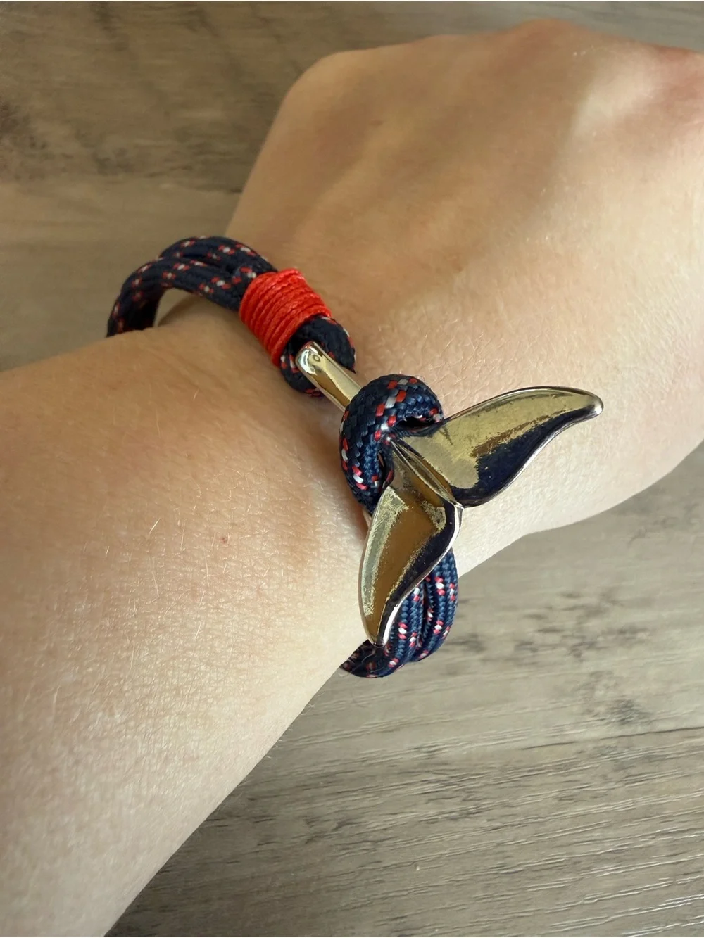 Nautical Whale Tail Bracelet Adjustable (8” long)